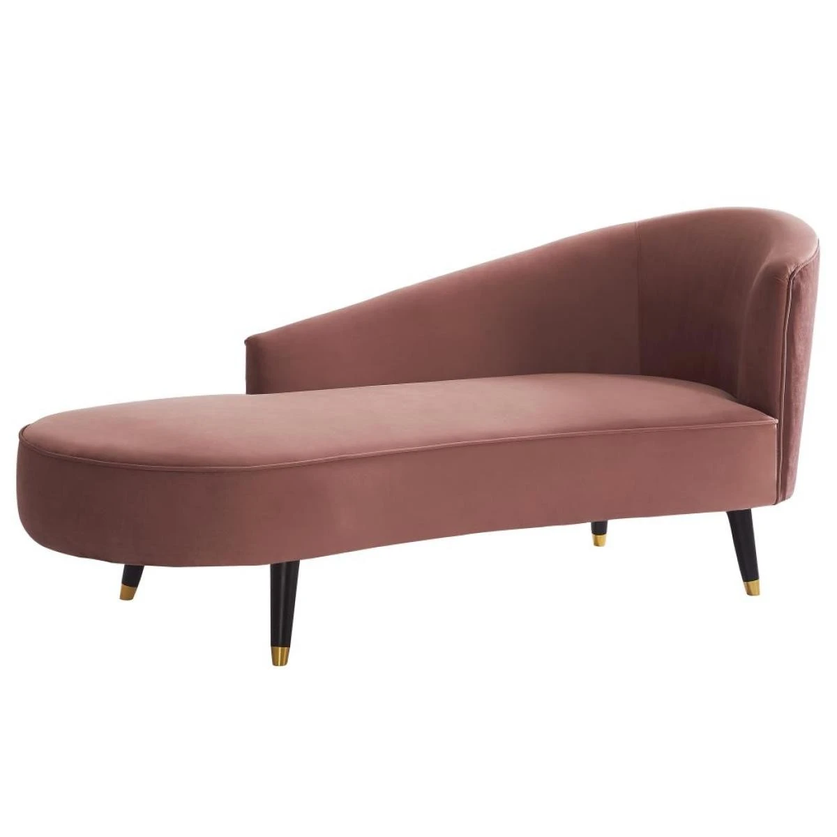 Méridienne Droite En Velours Vieux Rose ABAJO – Image 2