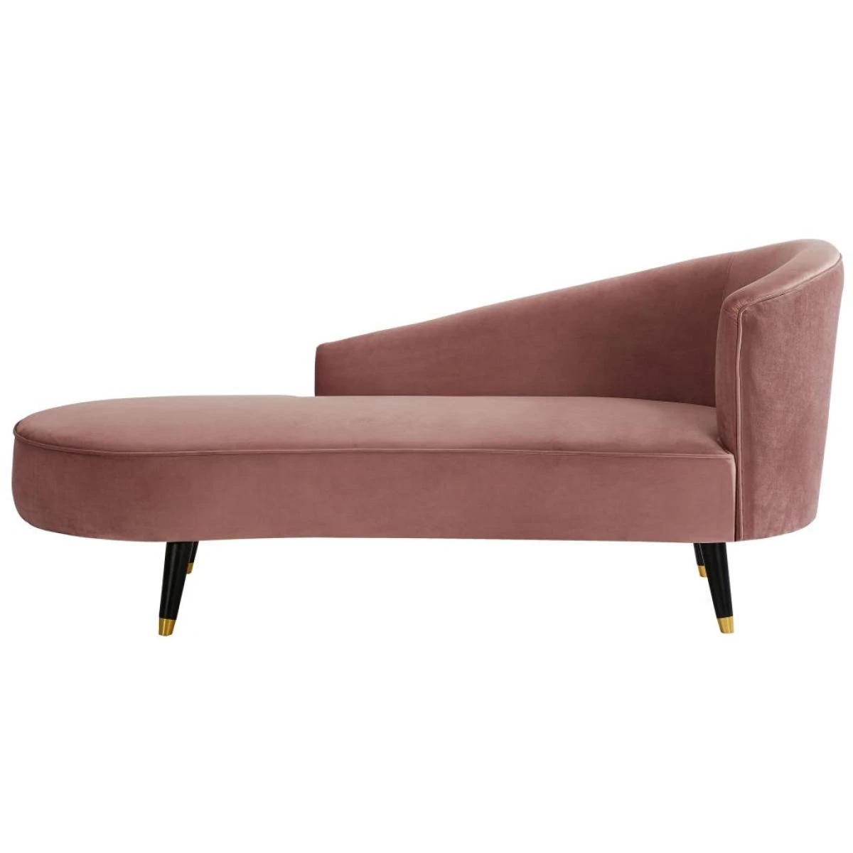 Méridienne Droite En Velours Vieux Rose ABAJO – Image 3