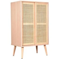 Meuble 2 Portes En MDF Et Rotin Tressé Roro.