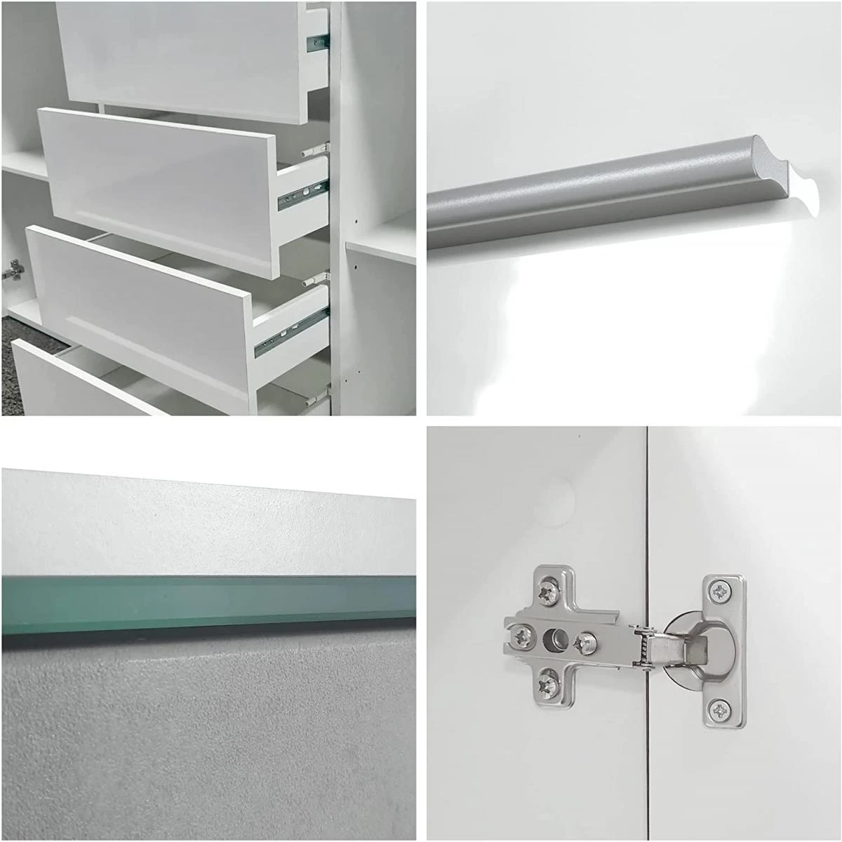 MPC Meuble Avec 2 Portes Et 4 Tiroirs, Noir Mat/gris Haute Brillance (166 ... â Image 4