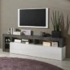 Meuble TV 180 Cm Moderne Blanc Et Gris Oxyde AMBRE