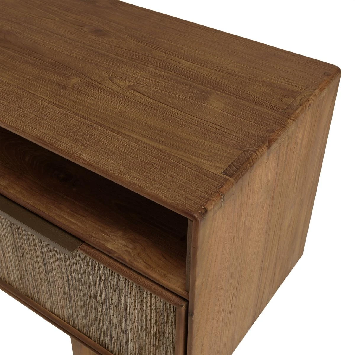 Meuble TV 2 Tiroirs 2 Niches En Bois De Teck Recyclé – Image 5