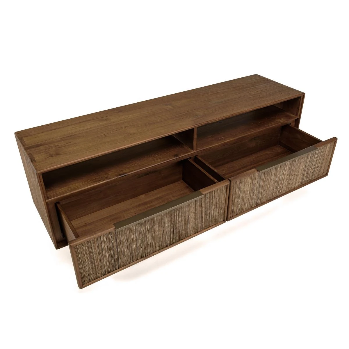 Meuble TV 2 Tiroirs 2 Niches En Bois De Teck Recyclé – Image 8
