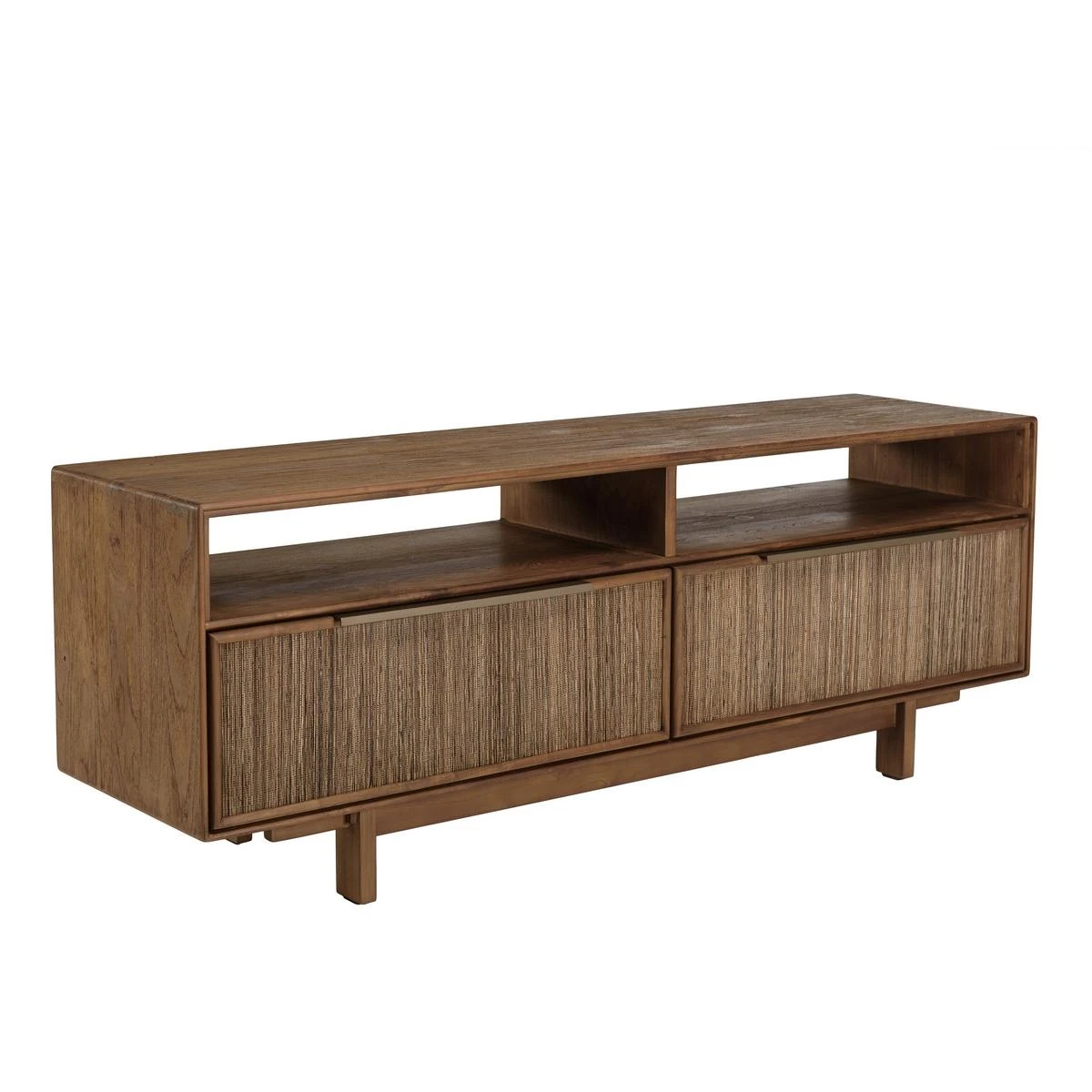 Meuble TV 2 Tiroirs 2 Niches En Bois De Teck Recyclé – Image 9