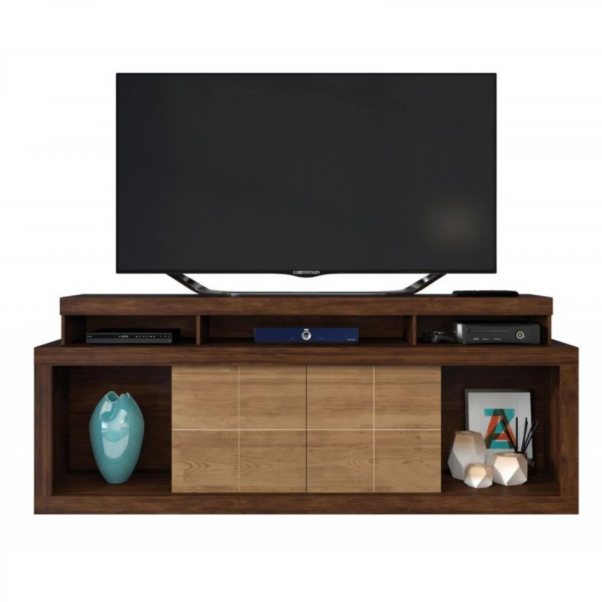 Meuble TV 70 Pouces 2 Portes Wengé Et Chêne – Image 4