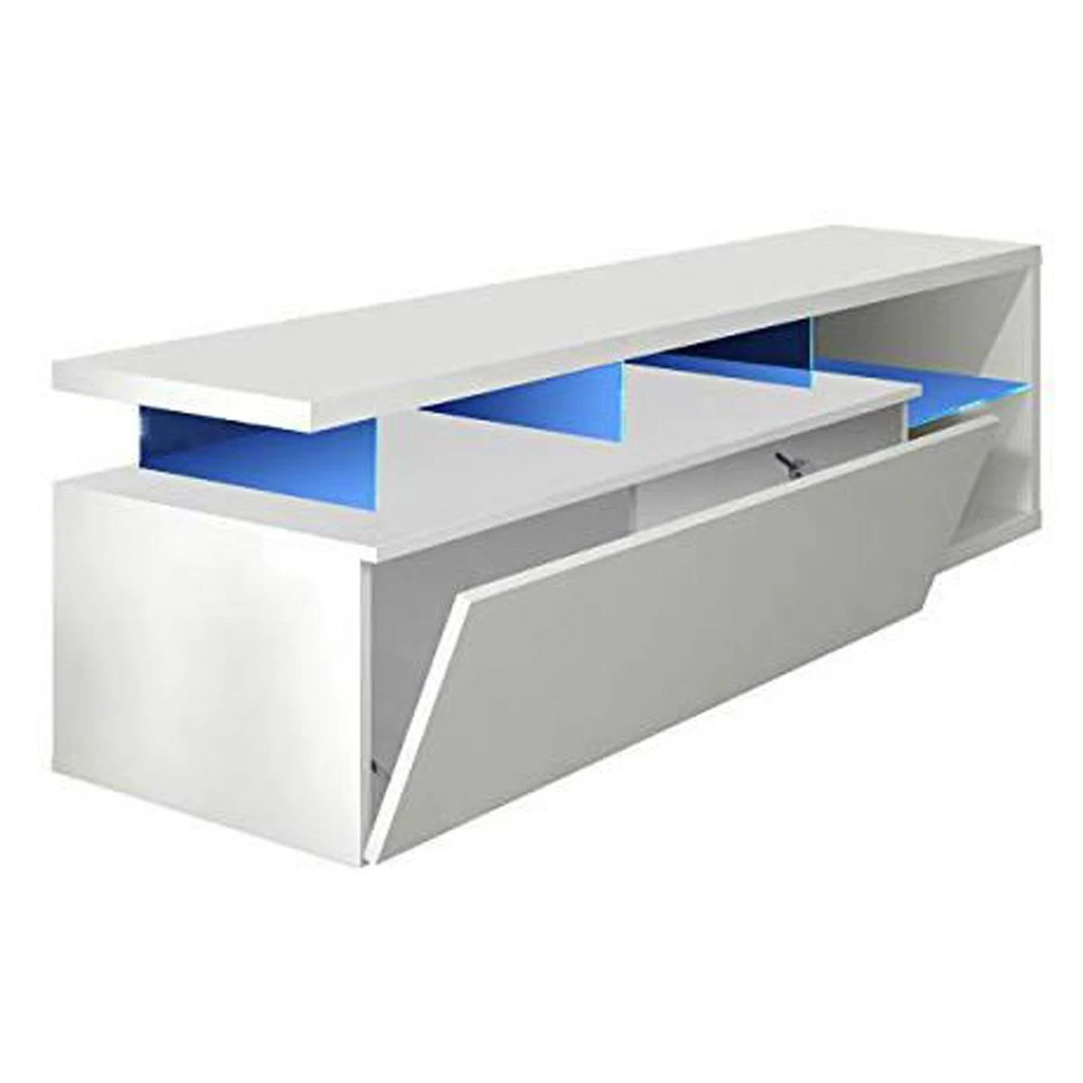 Meuble TV Avec LED Coloris Blanc Brillant - 43 X 150 X 41 Cm – Image 2