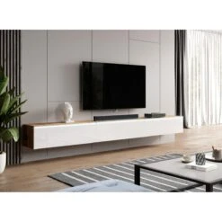 Meuble Tv Debout / Suspendu BARGO 300 (3x100) X 32 X 34 Cm Style Conte...