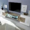 Meuble Tv Design Blanc Et Couleur Bois LUXOR 3