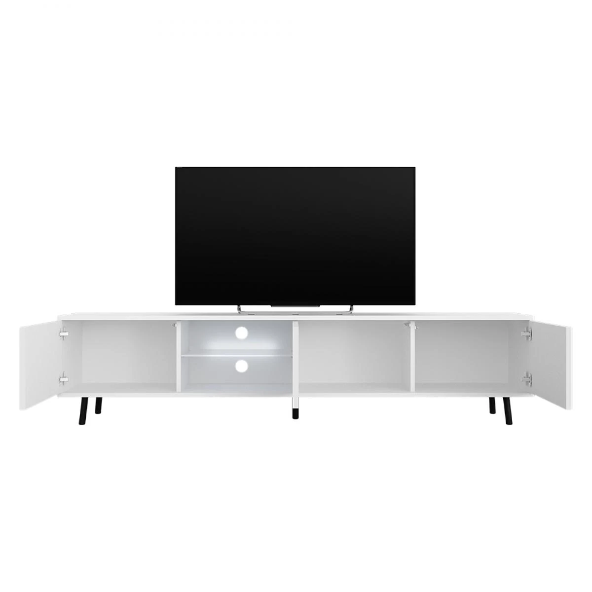 Meuble Tv - GALHAD - 175 Cm - Blanc Mat / Blanc Brillant - éclairage... – Image 3