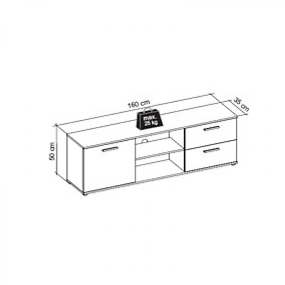 Meuble TV L.160 TOLEDO Décor Chêne Sonoma/blanc – Image 4