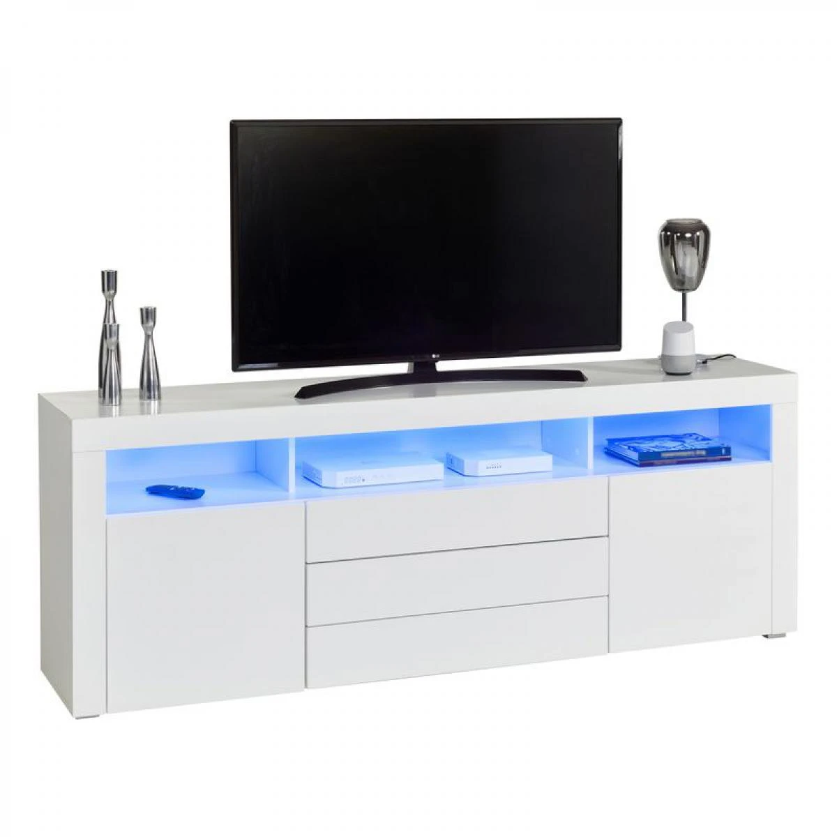 Meuble TV L.180 CM MODERN LIVING Blanc Brillant Goal