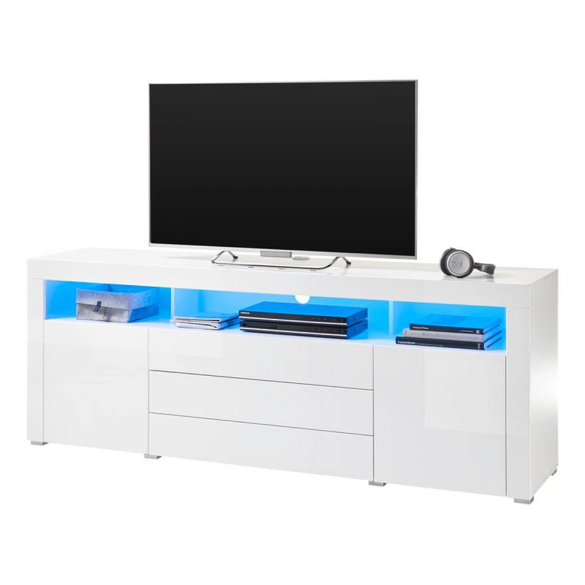 Meuble TV L.180 CM MODERN LIVING Blanc Brillant Goal – Image 3