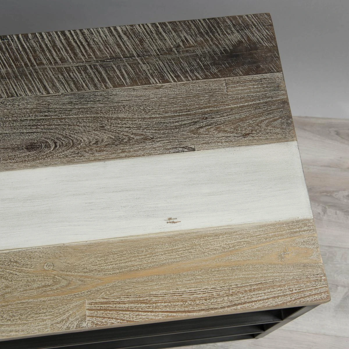 Meuble TV LEANDRE Avec 2 Étagères Bois Et Métal – Image 3