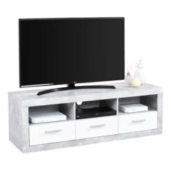 Meuble TV MATT Béton/blanc