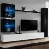 Meuble TV Mural Design Switch XVIII 280cm Blanc & Noir