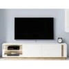 Meuble TV MURARI - 2 Portes Et 2 Niches - Avec LEDs - Blanc Brillant E...