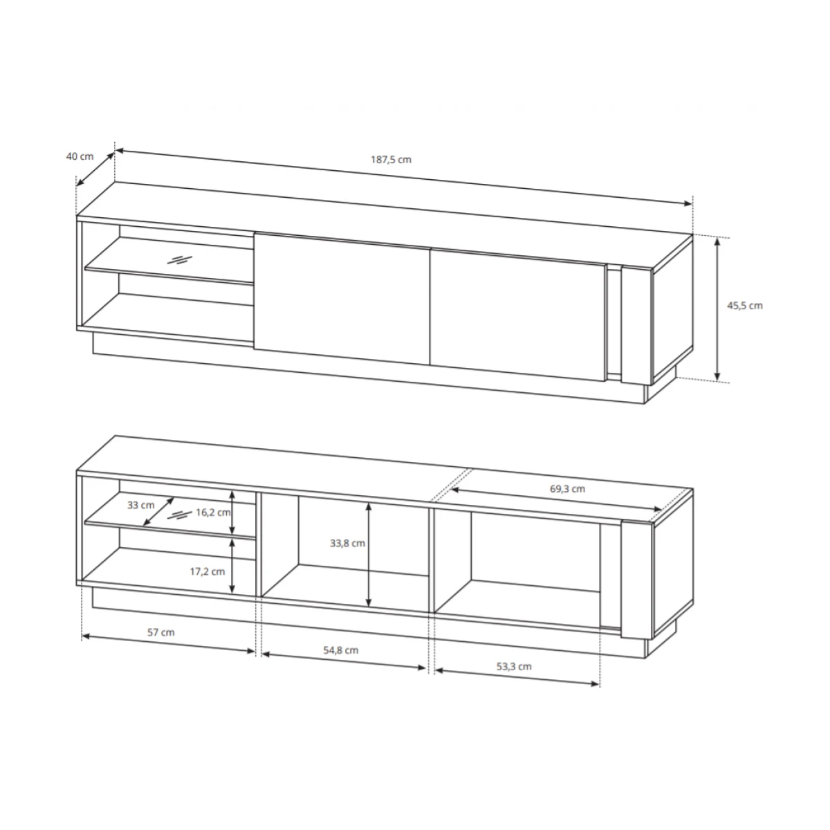 Meuble TV MURARI - 2 Portes Et 2 Niches - Avec LEDs - Blanc Brillant E... – Image 5