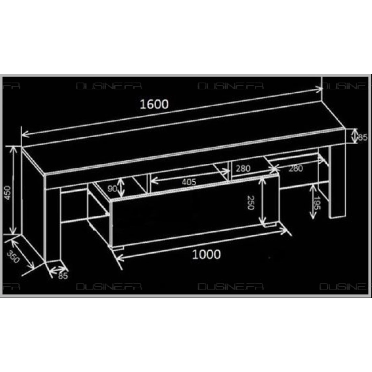Meuble TV SPIDER à LED En Blanc MAT Avec Porte Blanc Laqué 160 Cm – Image 3