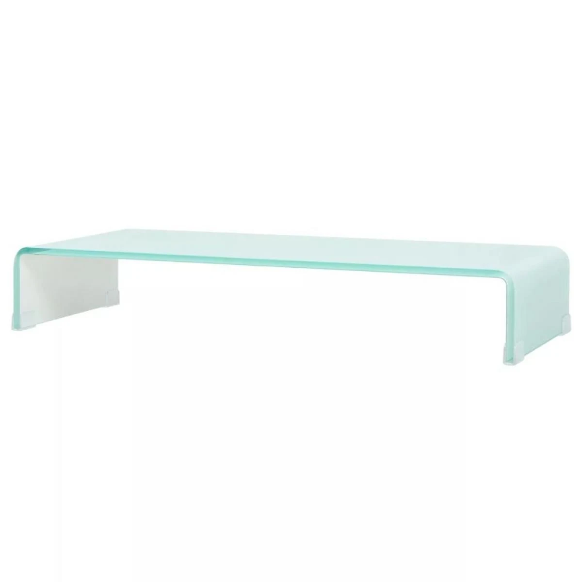 Meuble TV/ Support Pour Moniteur 80 X 30 X 13 Cm Verre Blanc - Blanc