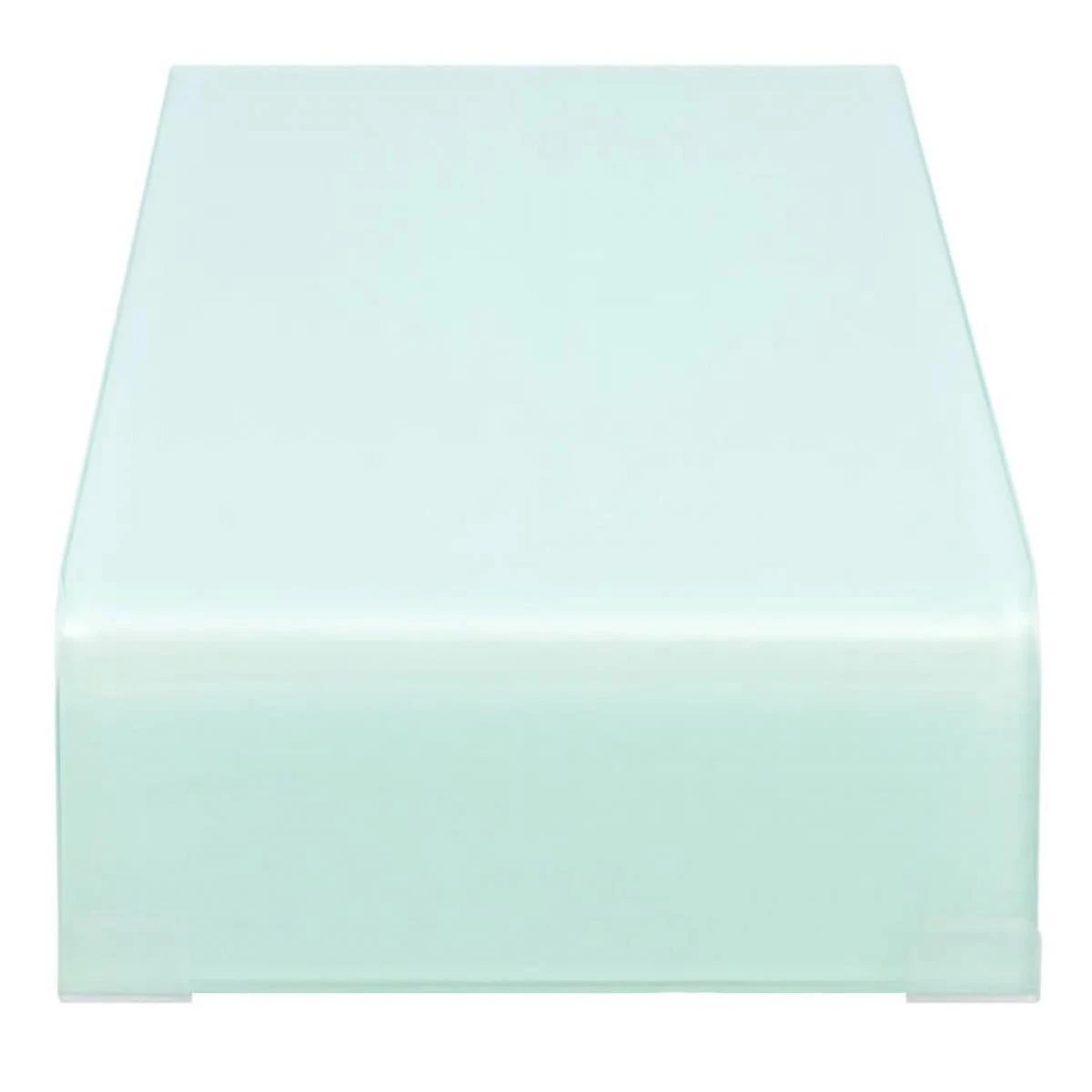 Meuble TV/ Support Pour Moniteur 80 X 30 X 13 Cm Verre Blanc - Blanc – Image 3