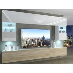 PRINS - Ensemble Meubles TV + LED - Unité Murale Style Moderne - Lar...