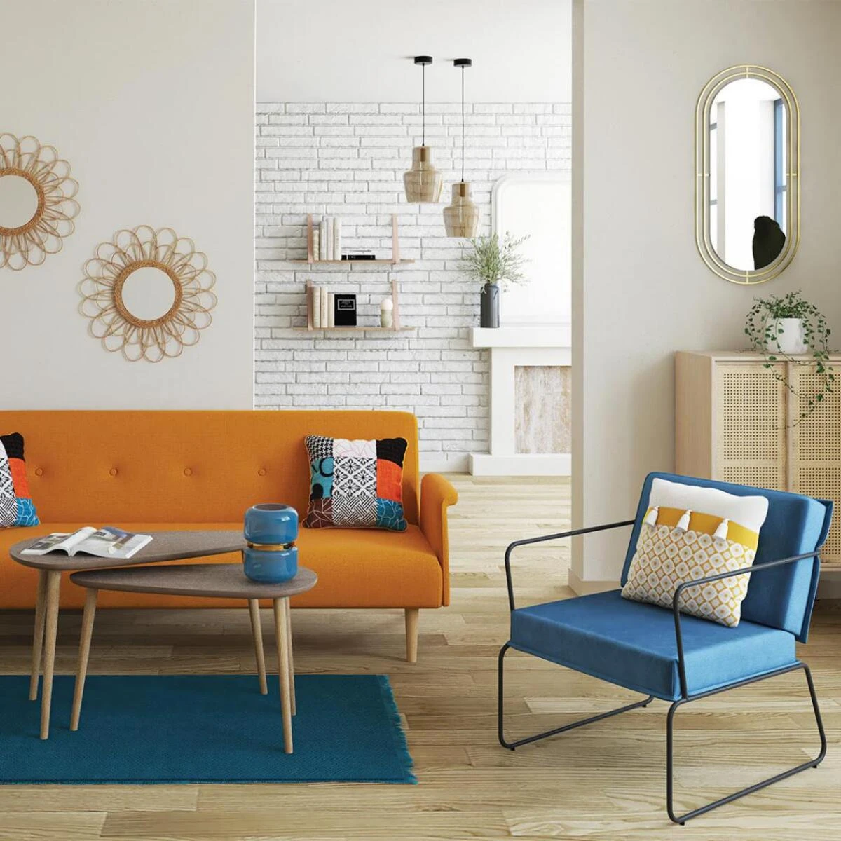 Set De 2 Tables Gigognes Galets Piétement En Bois TOMMY – Image 2