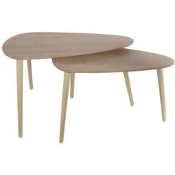 Set De 2 Tables Gigognes Galets Piétement En Bois TOMMY