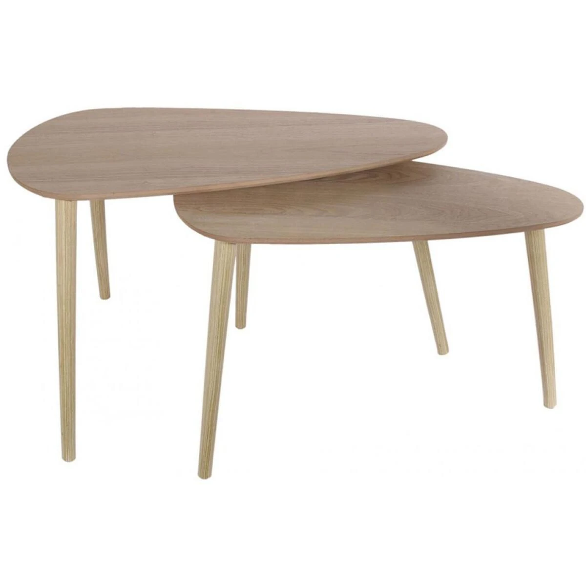 Set De 2 Tables Gigognes Galets Piétement En Bois TOMMY