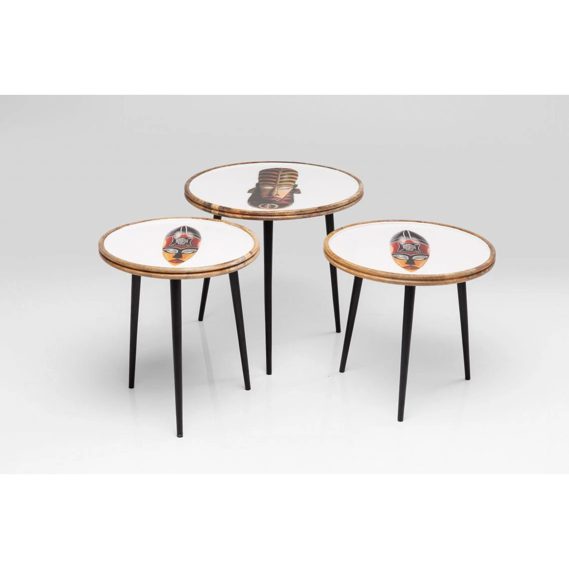 Set De 3 Tables D'Appoint African Masks Acier Multicolore NAIROBI