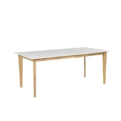 Table à Manger Extensible Blanche Et Bois Clair 140/180 X 90 Cm SOLA