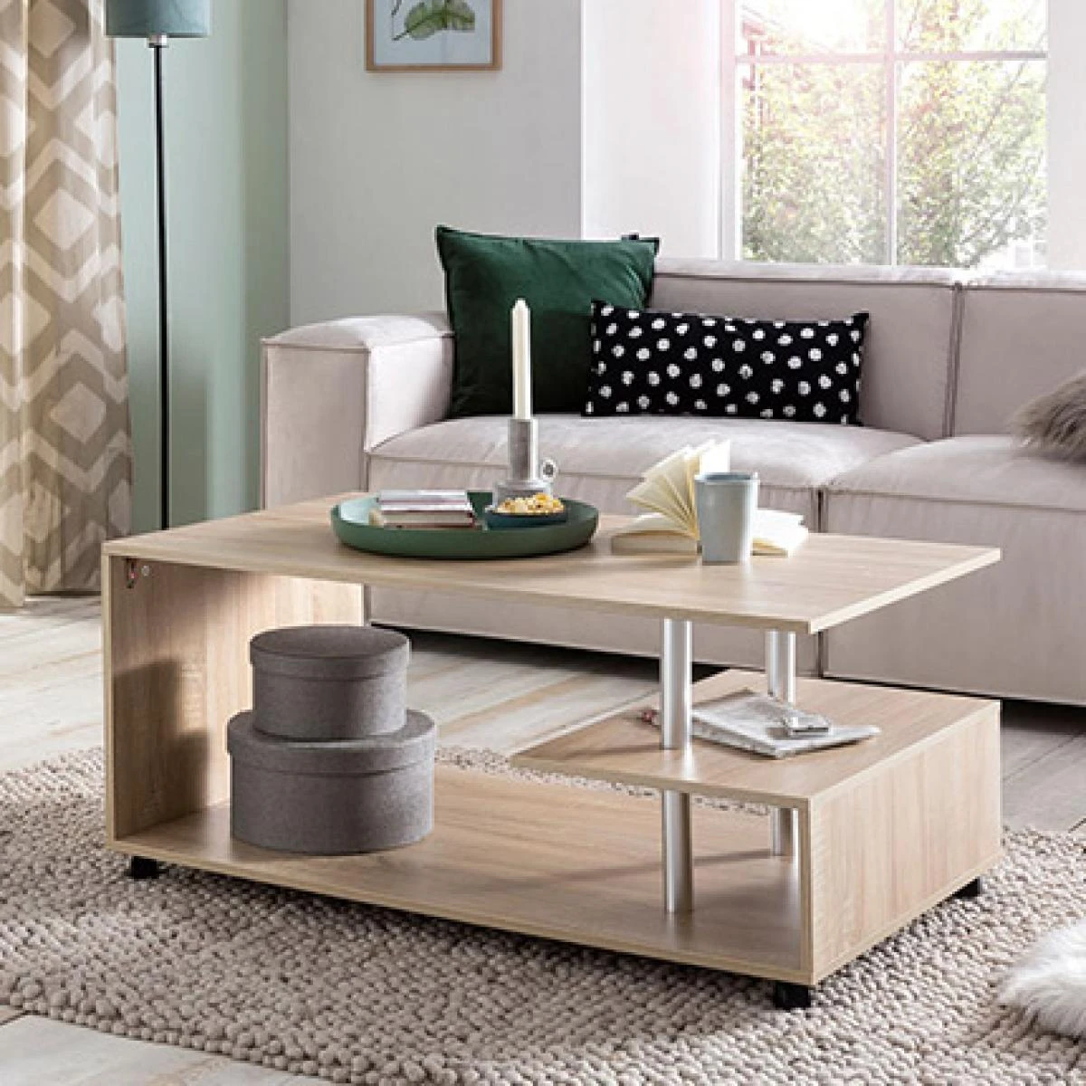 Table Basse 105x60x49 Cm Décor Chêne