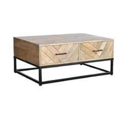 Table Basse 2 Tiroirs 90x60x38 Cm En Manguier - KAVAJA