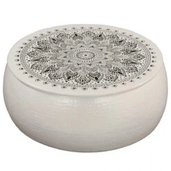 Table Basse Aluminium Martelé 70 X 30 Cm Blanc