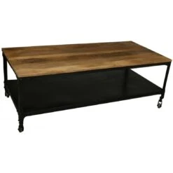 Table Basse Industrielle Ă Roulettes En Bois MOVEA