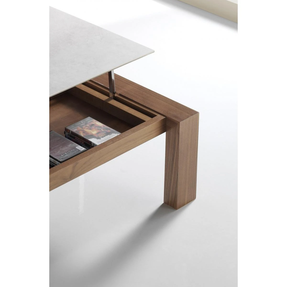 Table Basse Relevable Ovale SWANN 115x65cm Noyer Plateau CĂ©ramique Ar... â Image 4