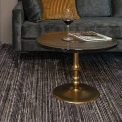 Table Basse Ronde 60x60x41,5 Cm En Verre Et Aluminium Doré - SUE