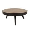 Table Basse Ronde 74 Cm En Teck Recyclé Naturel Et Métal Noir