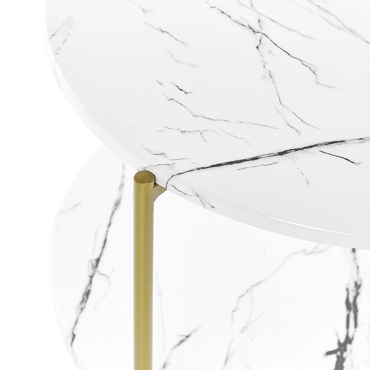 Table Basse Ronde Effet Marbre Blanc Et DorĂ© REVA â Image 3