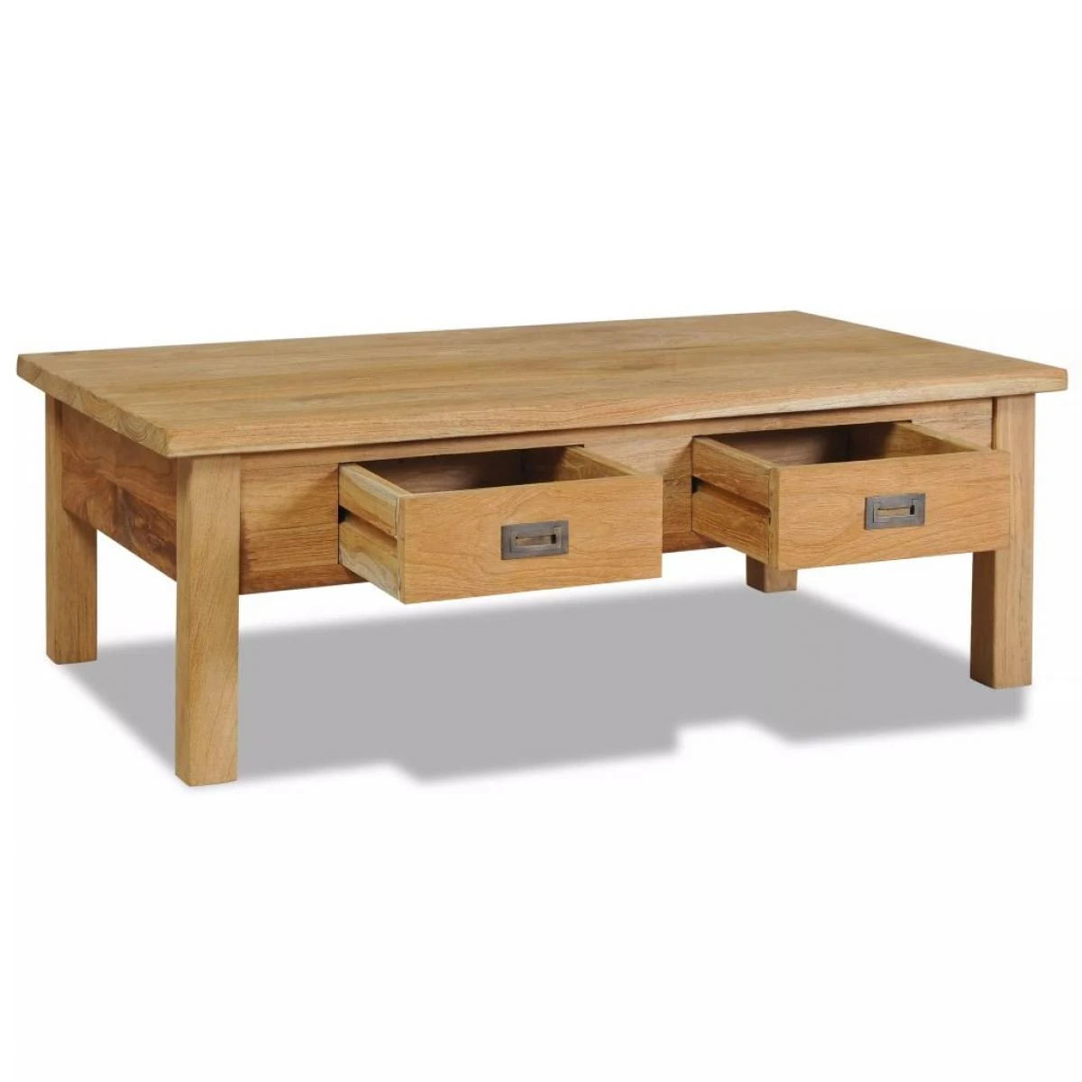 Table Basse Teck Massif 100 X 60 X 35 Cm - Brun – Image 3