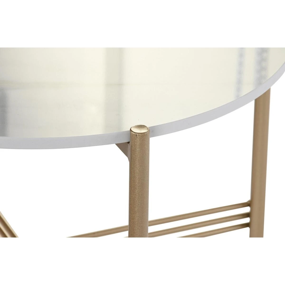 Table D'appoint En Marbre Et Métal Coloris Blanc Doré - Diamètre 65... – Image 4