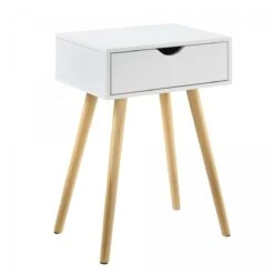 Table De Chevet Arnis Pin 60 X 40 X 29,5 Cm Blanc [en.casa]