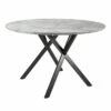 Table Ronde Hinsk Table De Repas Design Indus En Acier Noir Et Bois Av...