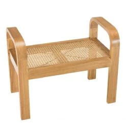 Tabouret 1 Place Bois De Mindi Et Rotin Naturel