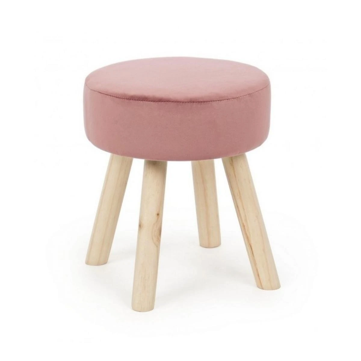 Tabouret Adeline En Bois Effet Velours Rose 38h Cm