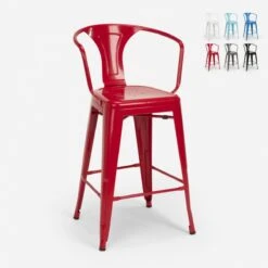 Tabouret Avec Dossier En Métal Design Industriel Pour Bar Et Cuisine ...