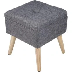 Tabouret D'assise En Lin Avec Rangement Gris Foncé 19_0000505
