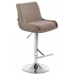 Tabouret De Bar Avec Repose-pied Design Moderne En Tissu Taupe Pieds E...