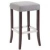 Tabouret De Bar Avec Repose-pieds Design Rétro Bois Et Tissu Gris 10_...