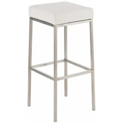 Tabouret De Bar Design Moderne Assise Confortable En Similicuir Blanc ...