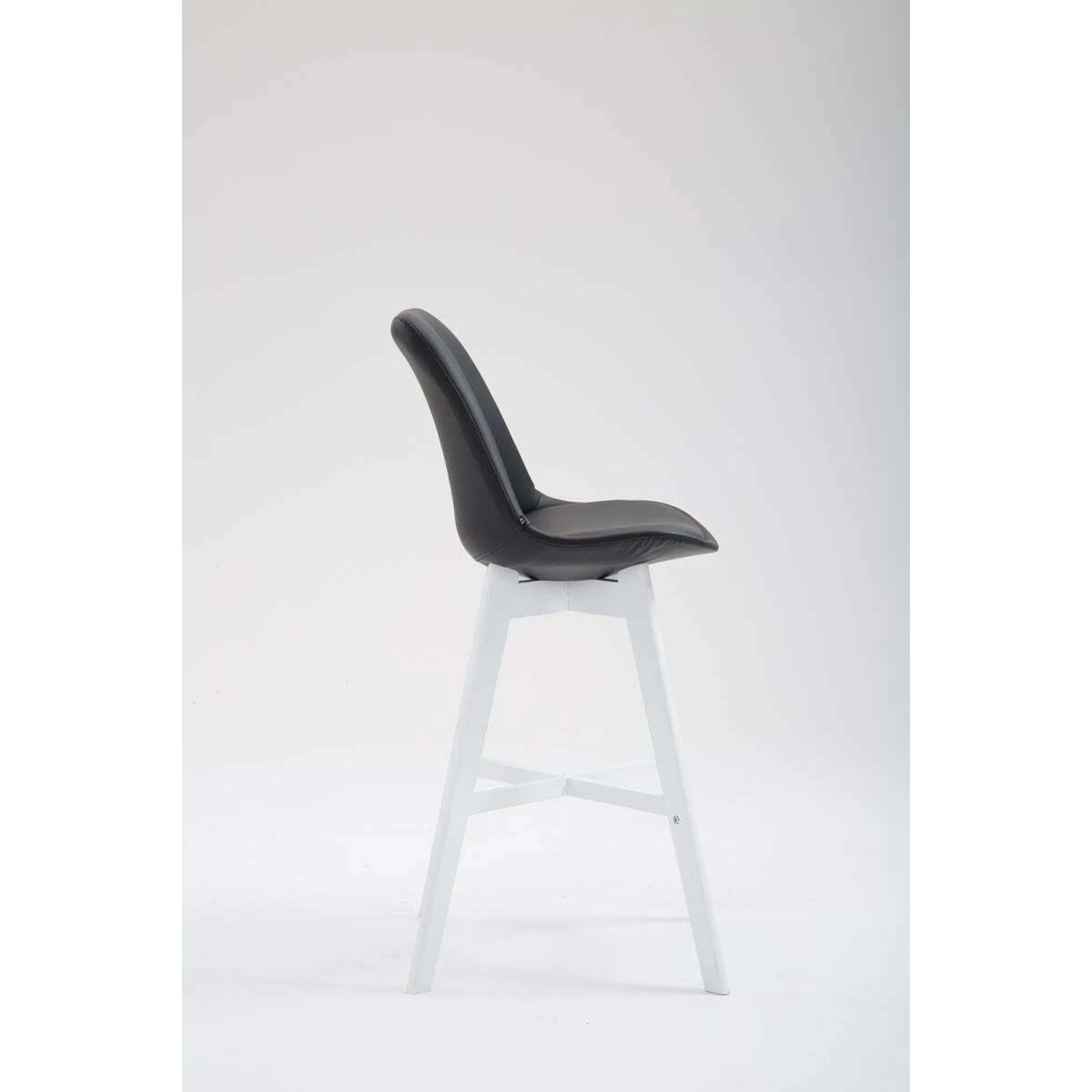 Tabouret De Bar Design Scandinave Moderne En Similicuir Noir Pieds En ... – Image 3